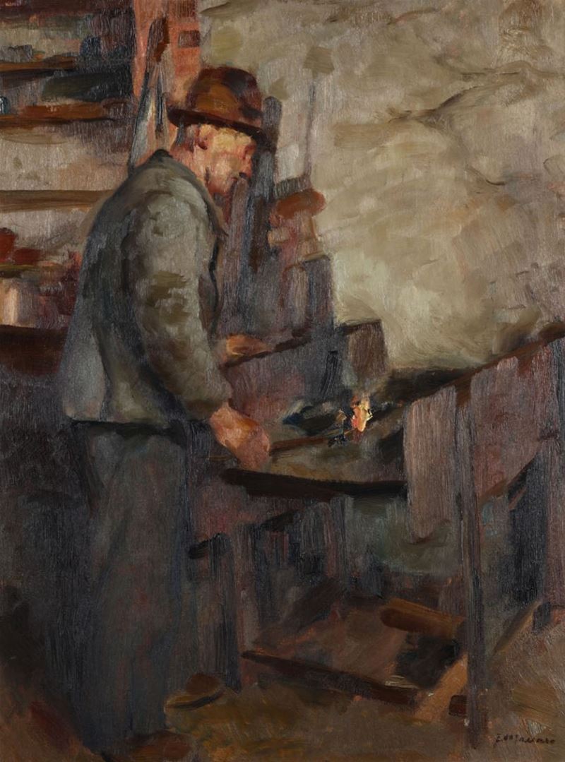 Filippo Massaro (1900-?) Il fabbro  - Asta Pittura - Cambi Casa d'Aste