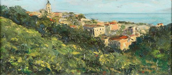 Ezechiele Acerbi (1850-1920) Paesaggio ligure