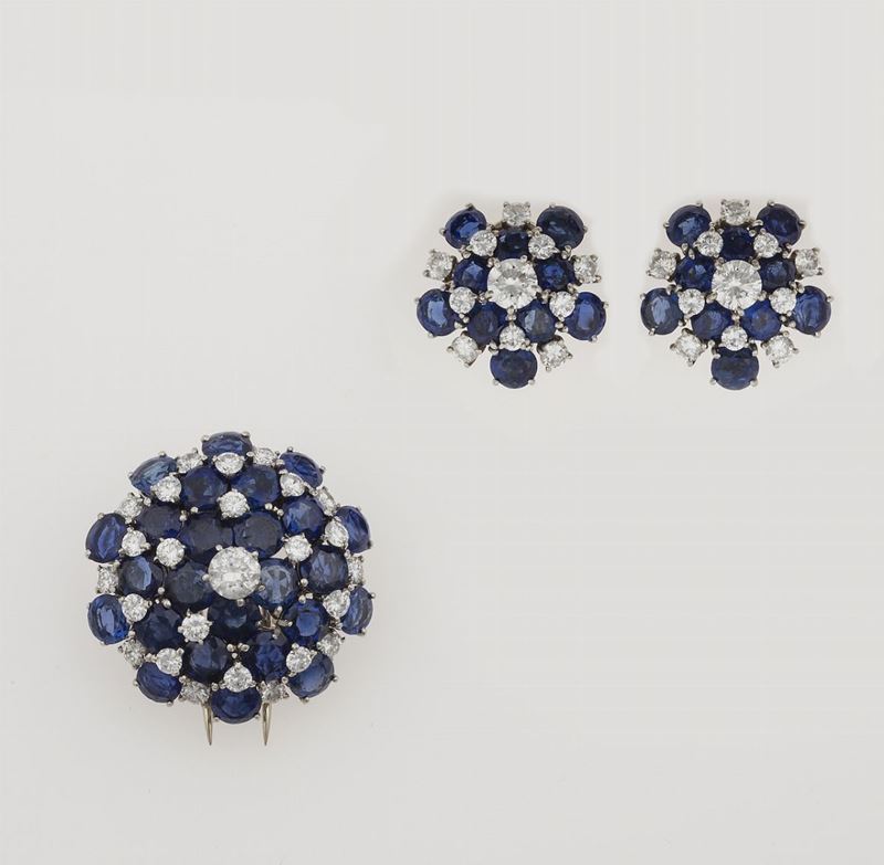 Sapphire and diamond demi-parure  - Auction Fine Jewels - II - Cambi Casa d'Aste