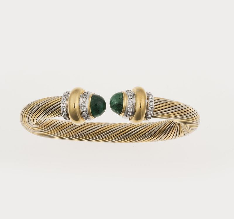 Emerald, diamond and gold bracelet  - Auction Fine Jewels - II - Cambi Casa d'Aste