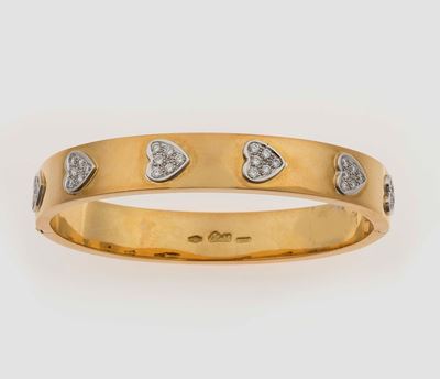 Bracciale Rigido Cuori con Pavã© di Diamanti