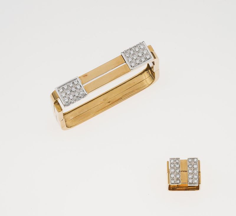 Demi-parure composta da bracciale ed anello con diamanti  - Asta Fine Jewels - II - Cambi Casa d'Aste