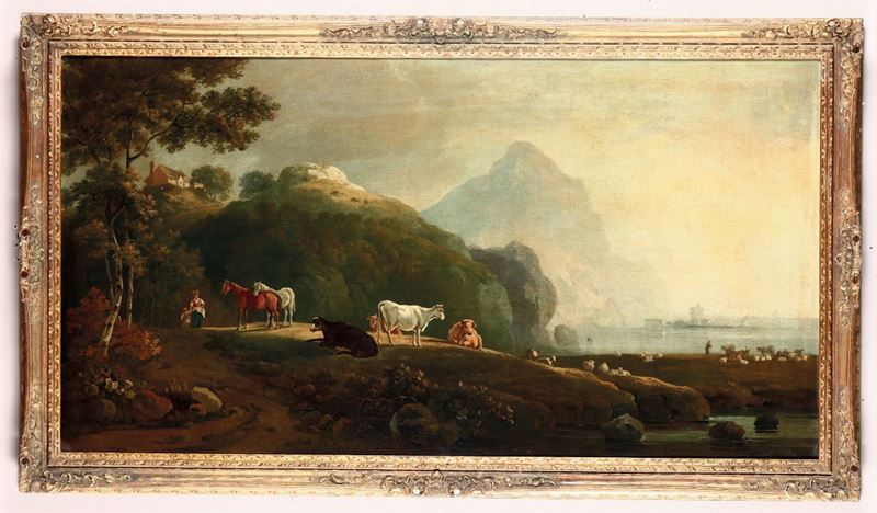 Scuola italiana del XVIII secolo Paesaggio con armenti  - Auction Fine Art - Cambi Casa d'Aste
