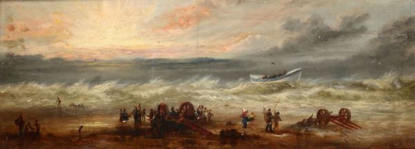 William Adolphus Knell (1805-1875) The life boat returning from the week, evening