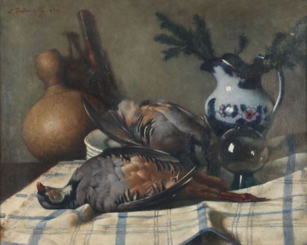 Leonardo Dudreville (1885-1976) Natura morta con pernici