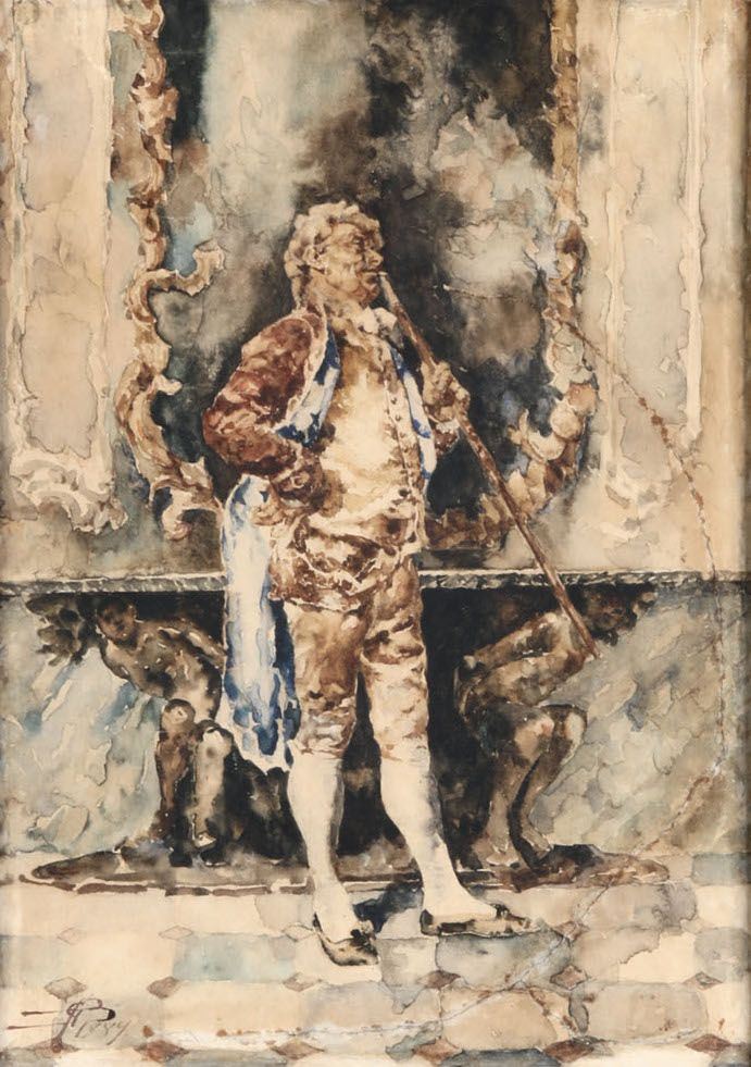 Pittore del XIX-XX secolo Figura maschile in costume  - Auction Paintings of the 19th-20th century - Timed Auction - Cambi Casa d'Aste
