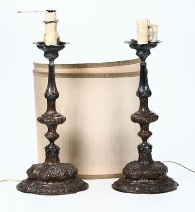 Coppia di Torciere in Legno Intagliato, XVII Secolo