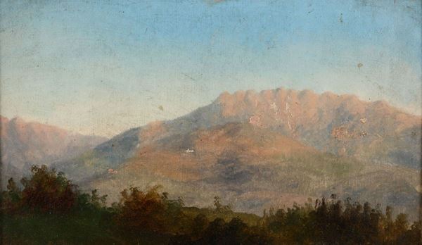 Pittore del XX secolo Paesaggio con specchio d’acqua e Paesaggio di montagna