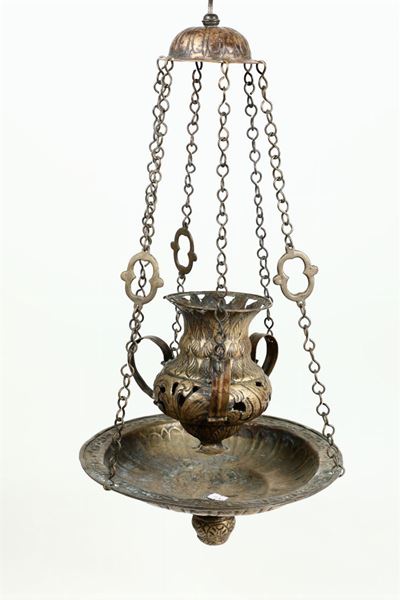 Lampada in metallo di ambito mediorientale, altezza cm 60