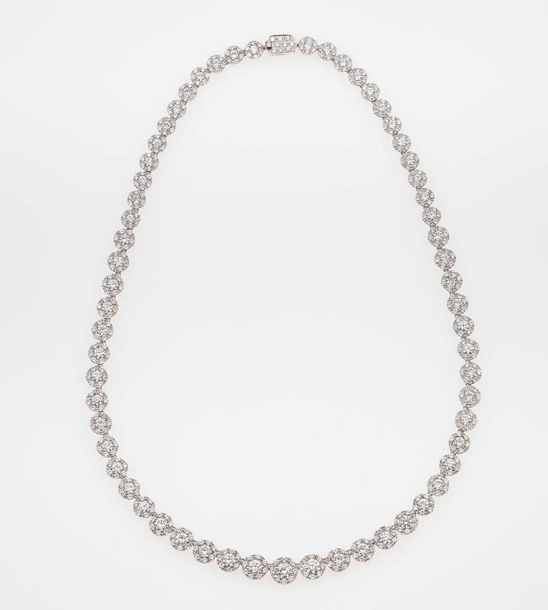 Brilliant-cut diamond and gold necklace. Signed Favero  - Auction Fine Jewels - II - Cambi Casa d'Aste