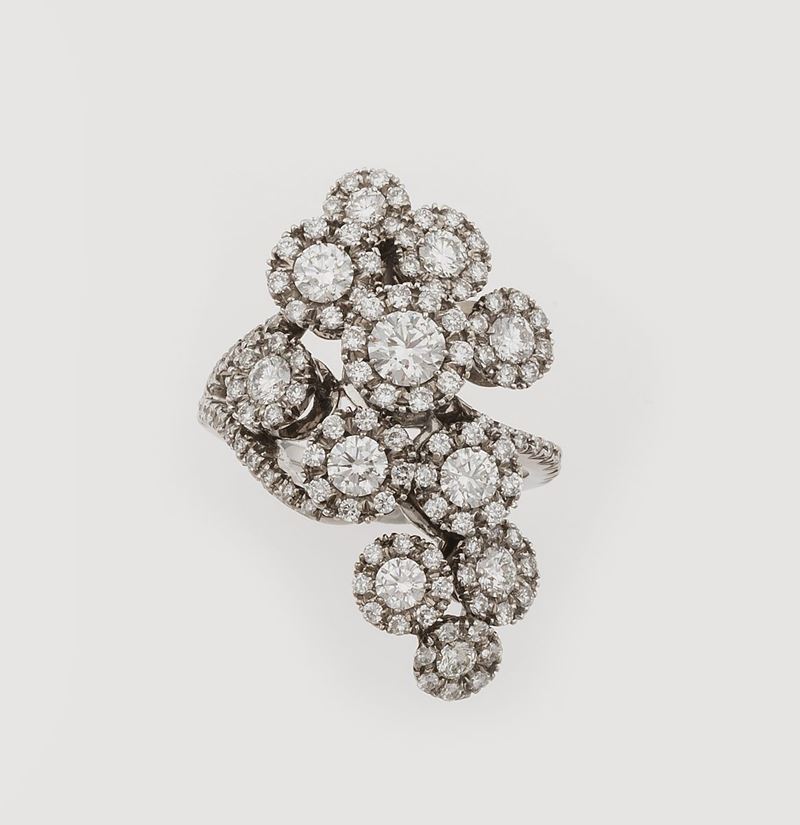 Anello con diamanti taglio brillante per ct 2,95  - Asta Fine Jewels - II - Cambi Casa d'Aste