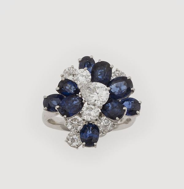 Diamond and sapphire ring