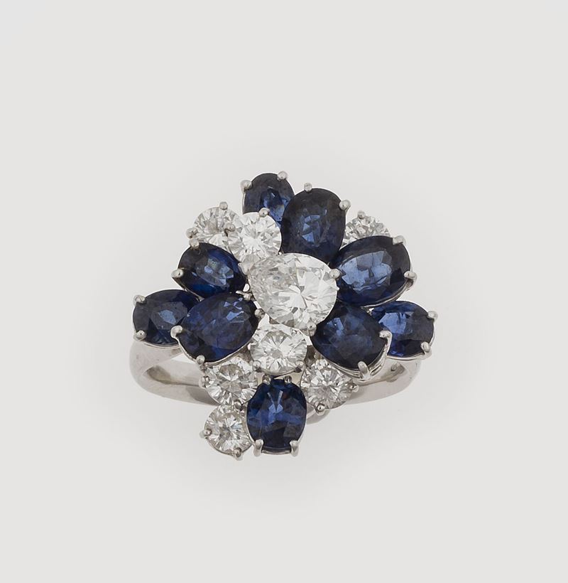 Diamond and sapphire ring  - Auction Fine Jewels - II - Cambi Casa d'Aste