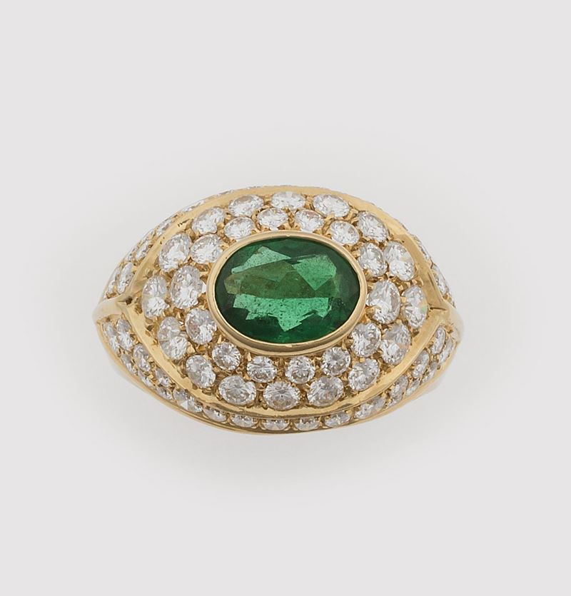 Anello con smeraldo e diamanti  - Asta Fine Jewels - II - Cambi Casa d'Aste
