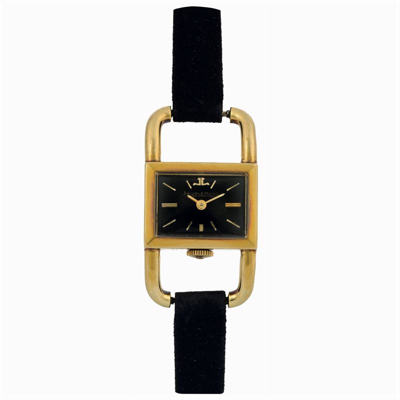 Jaeger LeCoultre, Etrier. A fine and unusual 18K yellow gold lady's wristwatch with an original gold plated buckle. Made circa 1960  - Auction wrist and pocket watches - Cambi Casa d'Aste