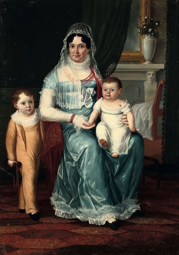 Scuola neoclassica dell'inizio del XIX secolo Ritratti di famiglia