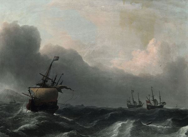 Aernout Smit (1641 - 1710) Vascelli in navigazione