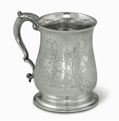 Boccale in Argento Fuso, Sbalzato e Cesellato Londra 1731, Argentiere Jr (non Identificato)