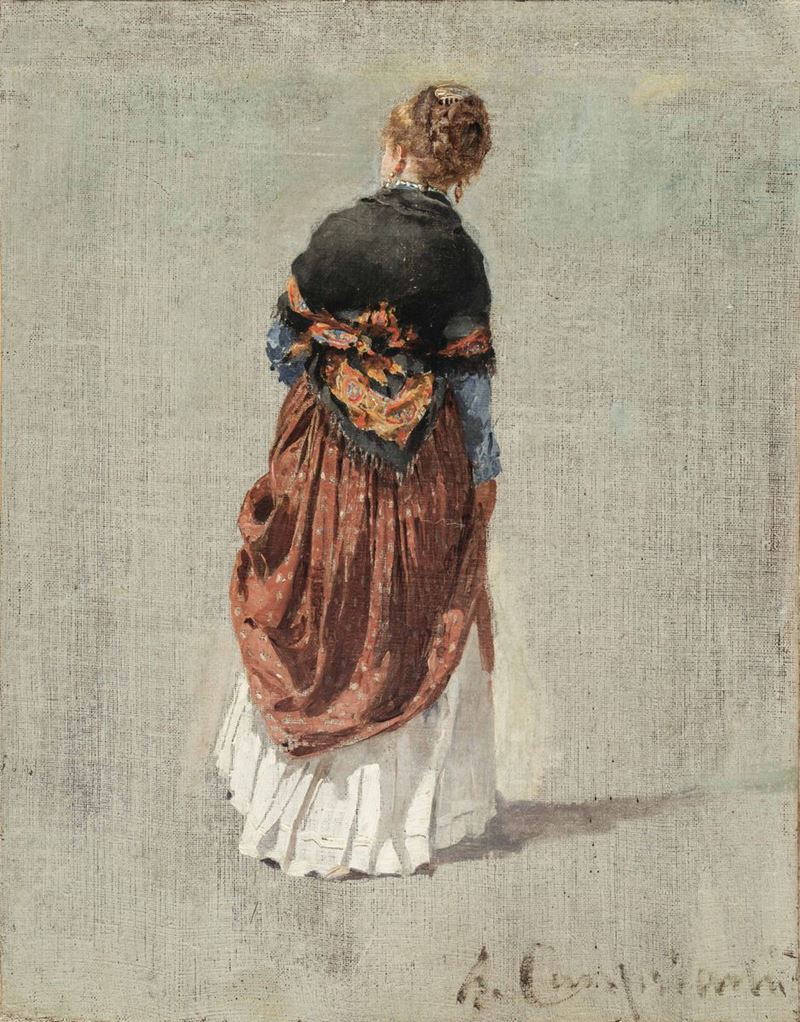 Alceste Campriani (1848-1933) Studio di figura femminile, 1880-’84 c.  - Asta Dipinti del XIX e XX secolo - Cambi Casa d'Aste