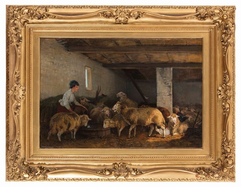 Giuseppe Palizzi (1812 - 1888) Scena pastorale  - Asta Dipinti del XIX e XX secolo - Cambi Casa d'Aste