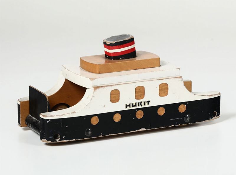 Modellino di imbarcazione in legno dipinto  - Asta Dipinti e Arredi - Cambi Casa d'Aste