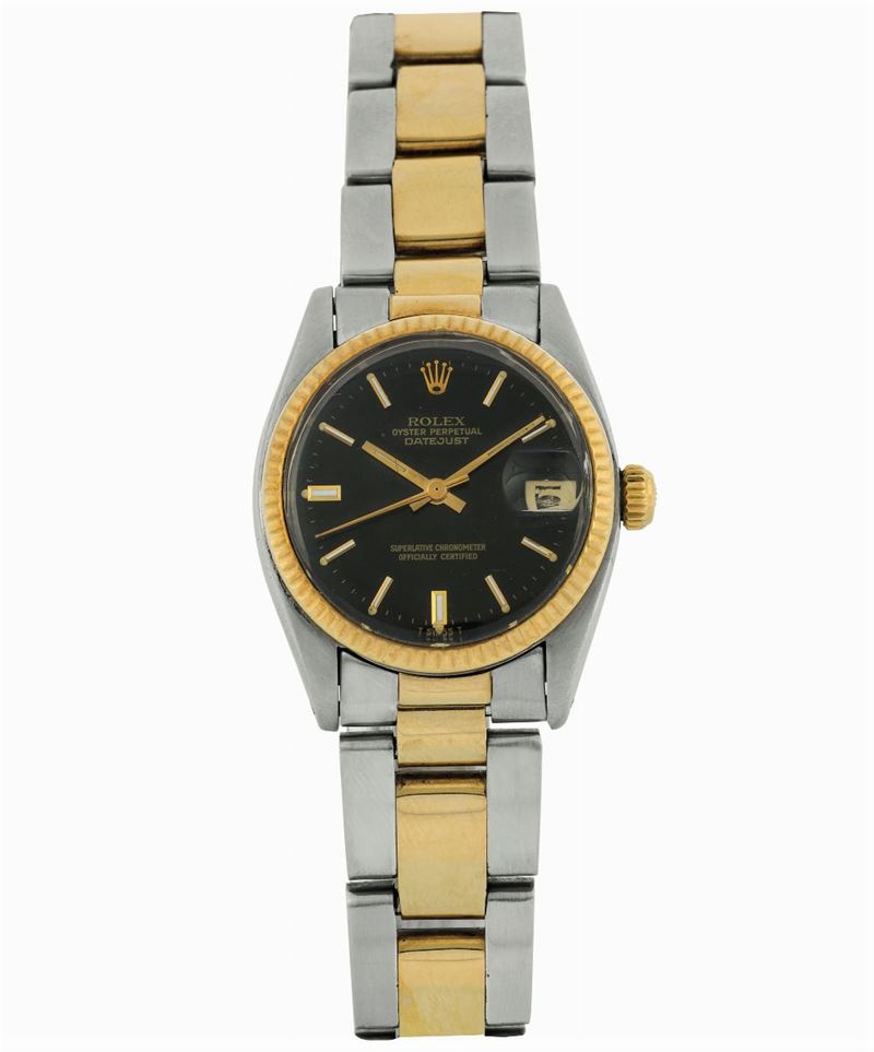 Rolex, Oyster Perpetual Datejust, Superlative Chronometer Officially Certified, case No. 5936815,  Ref. 6827. Fine, center seconds, self-winding, water-resistant, 18K yellow gold mid-sized wristwatch with date and an 18K yellow gold  and steel Rolex bracelet with deployant clasp. Made circa 1978  - Auction wrist and pocket watches - Cambi Casa d'Aste