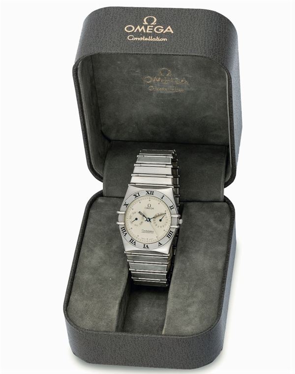 Omega, Constellation, Chronometer. Fine, water resistant, stainless steel, lady's quartz calendar  wristwatch with steel original bracelet with deployant clasp. Accompanied by the original box, additional link and Guarantee. Sold in 1987