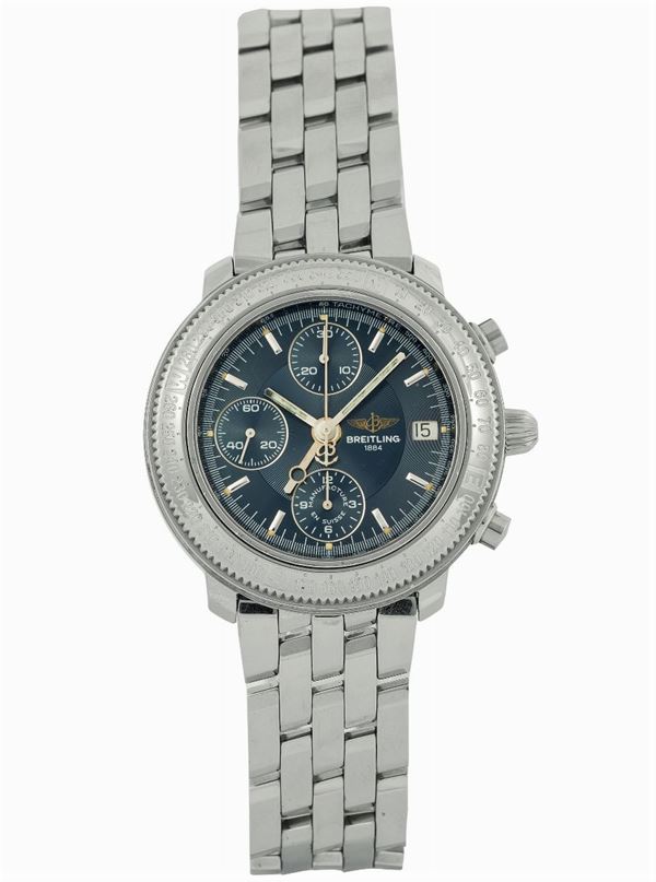 Breitling, Astromat, Ref.754. Fine, water resistant, self-winding,  stainless steel chronograph wristwatch with date and original bracelet with dployant clasp. Made circa 2000. Accompanied by the original box