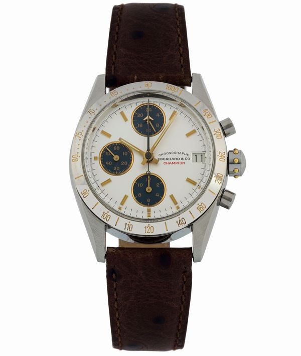 Eberhard, Chronographe Champion. Fine, water resistant, self-winding, stainless steel wristwatch with date. Made circa 1990