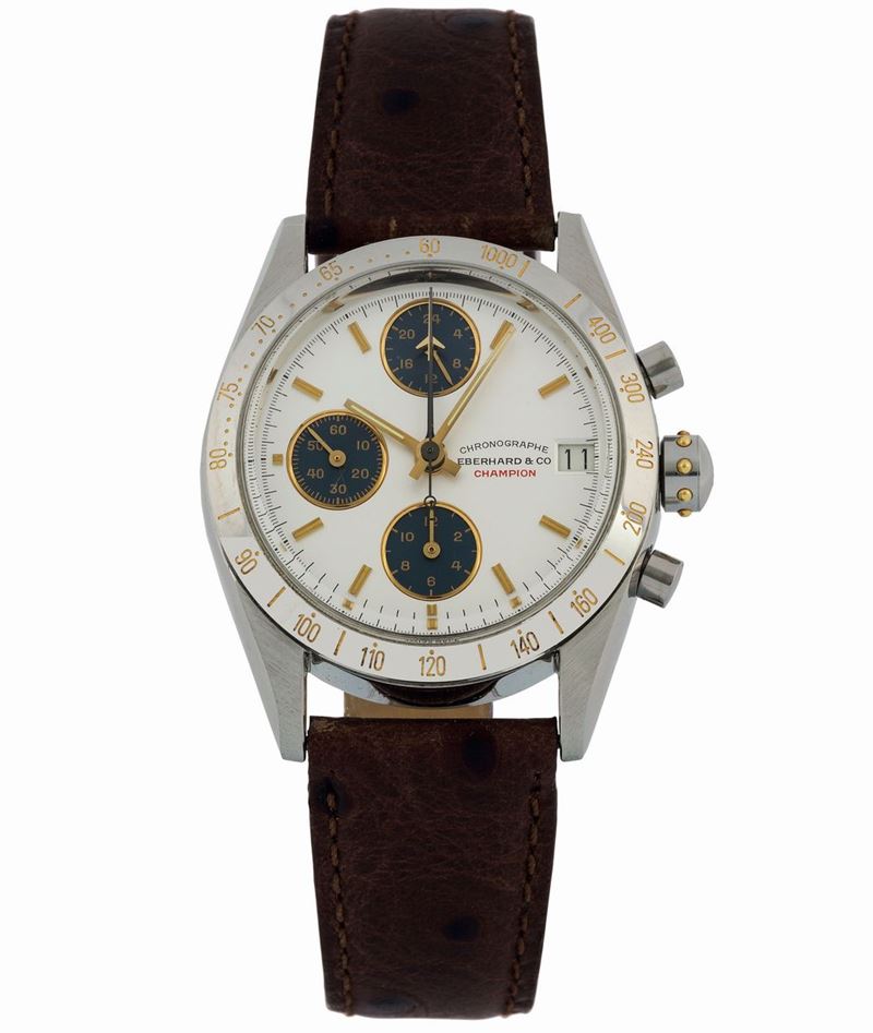 Eberhard, Chronographe Champion. Fine, water resistant, self-winding, stainless steel wristwatch with date. Made circa 1990  - Auction wrist and pocket watches - Cambi Casa d'Aste