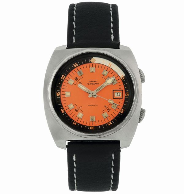Girard Perregaux, Gyromatic-Deep Diver, Ref.9108AF. Fine, stainless steel, self-winding, water resistant wristwatch with date and two crowns. Made circa 1970