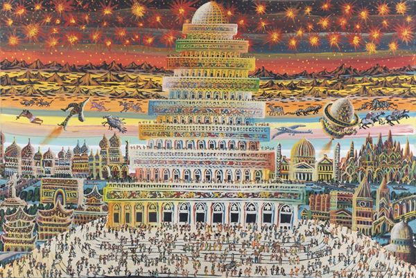 Gabriel Cohen (1933-2017) The tower of Babel, 1988