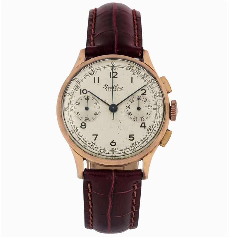 Breitling, Premier, Ref. 760. Fine, 18K pink gold chronograph. Made circa 1946  - Auction wrist and pocket watches - Cambi Casa d'Aste