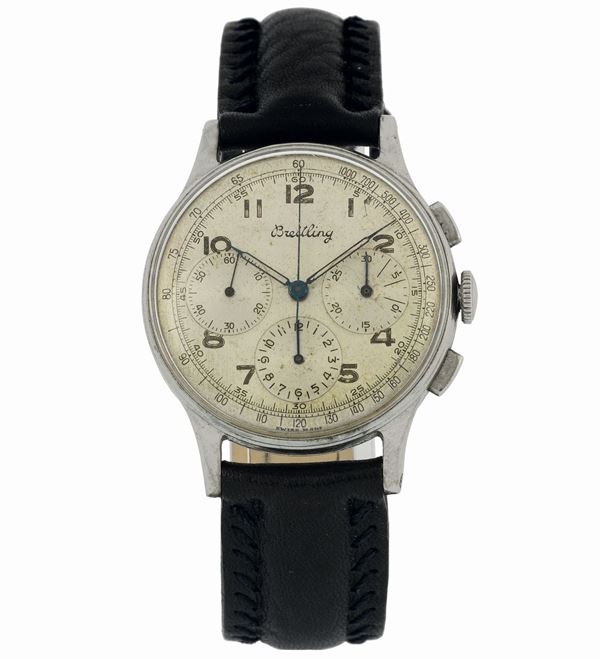 Breitling, Ref. 734, Pre-Premier. Fine and rare, stainless steel chronograph wristwatch. Made circa 1940