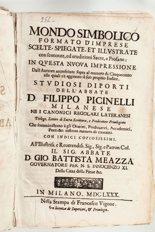 Picinelli,Filippo Mondo simbolico formato d'imprese..Milano,Vigone,1680