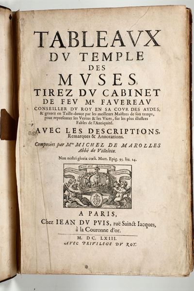 De Marolles,micheltableaux Du Temple Des Muses..a Paris,chez Jean Du Puis,1663