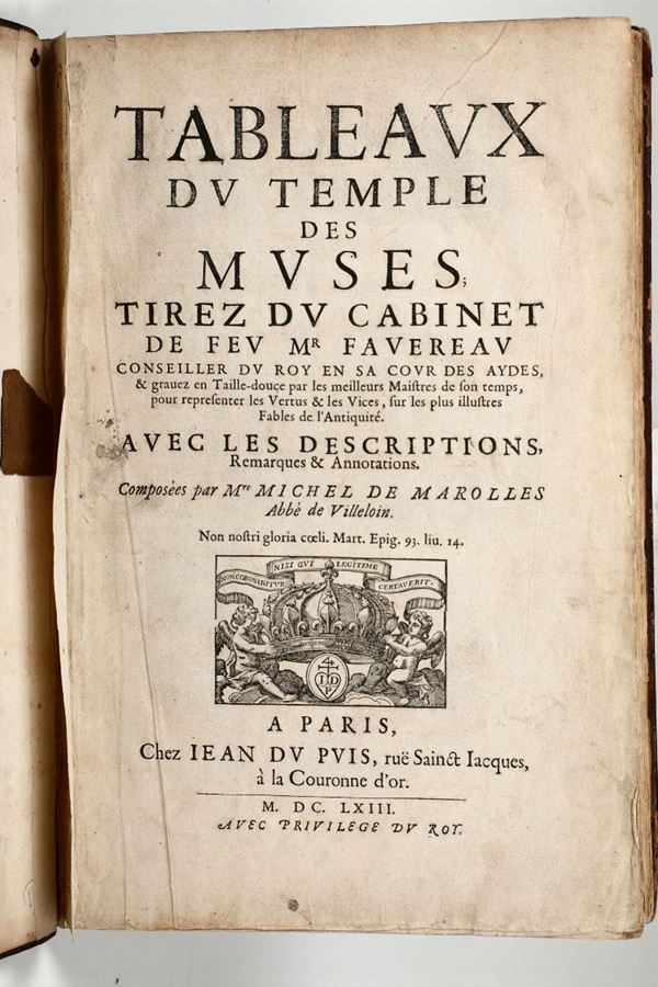 De Marolles,Michel Tableaux du temple des muses..A Paris,Chez Jean Du Puis,1663