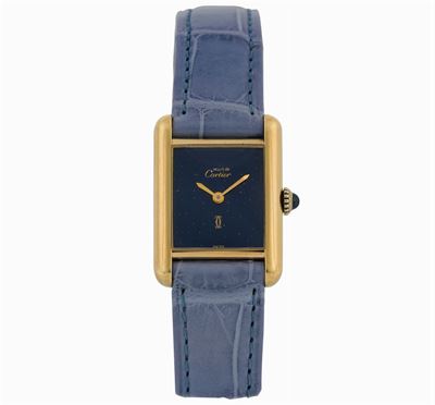 Cartier, Must De Cartier. Orologio da Polso, da Donna, Placcato Oro con Fibbia Originale. Realizz...