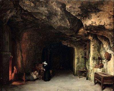Hippolite Sebron (1801 - 1879)interno con Figure