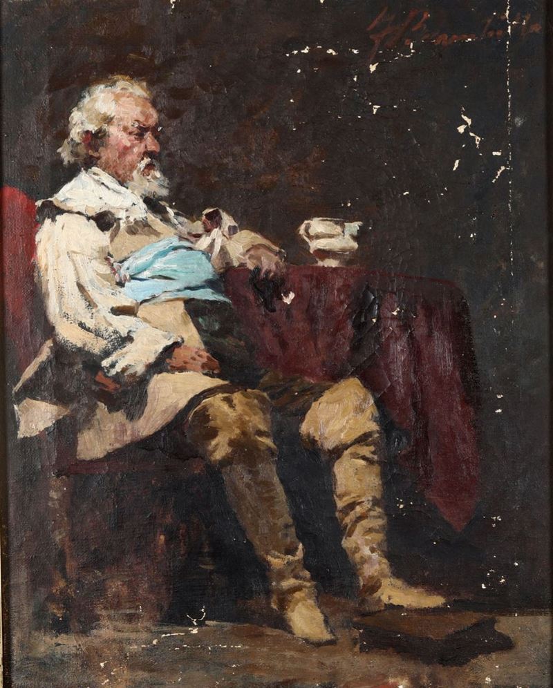 Ferdinando Brambilla (1838-1921) Ritratto di uomo seduto  - Asta Dipinti del XIX-XX Secolo | Asta a Tempo - Cambi Casa d'Aste