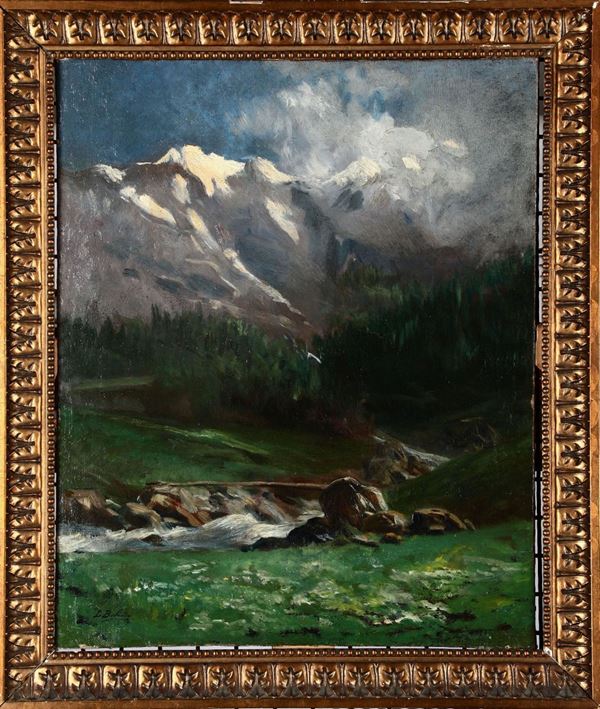 Leopoldo Burlando - Leopoldo Burlando (1841-1915) Paesaggio montano