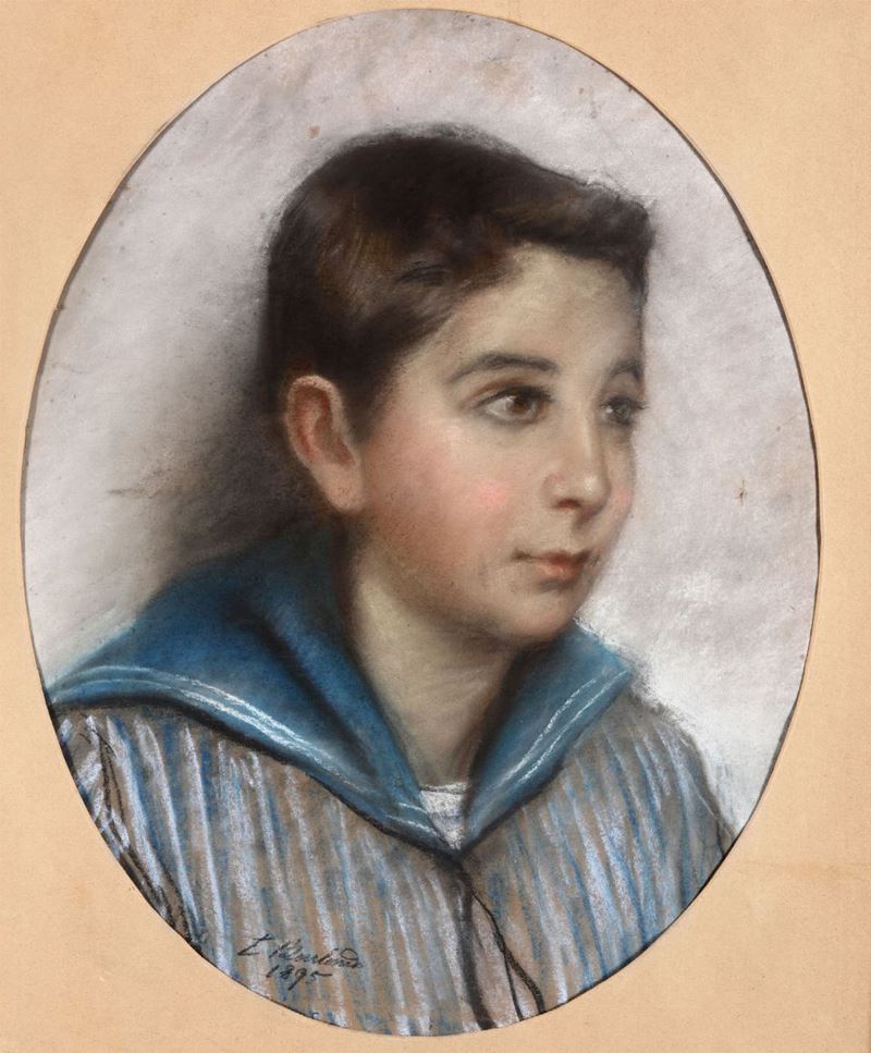 Leopoldo Burlando (1841-1915) Ritratto di fanciullo  - Asta Antiquariato - Cambi Casa d'Aste