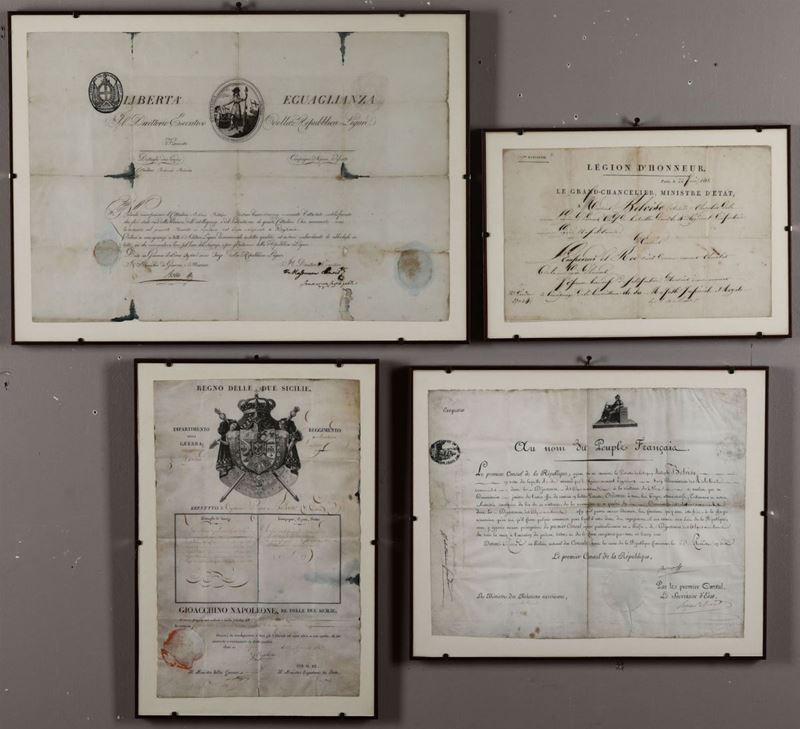 Gruppo di 7 legion d’onore e riconoscimenti con firma di Gioacchino Napoleone e altre  - Auction Fine Art - Cambi Casa d'Aste