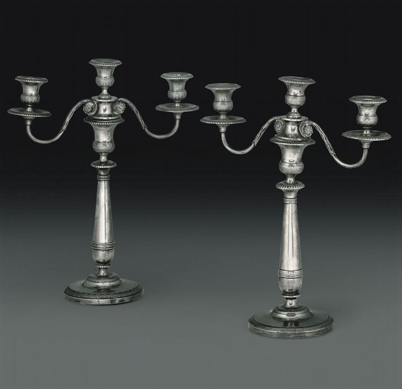 Coppia di doppieri in argento, argenteria Italiana del XX secolo  - Auction L'Art de la Table - Cambi Casa d'Aste