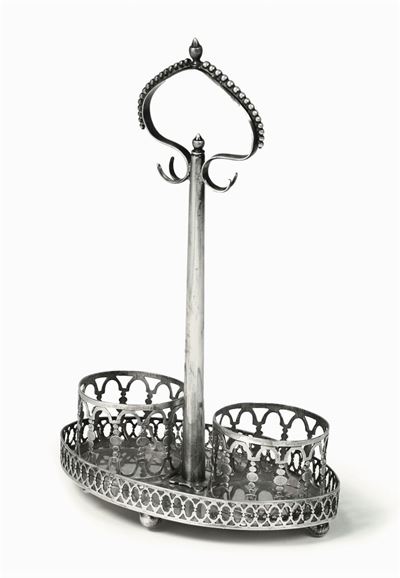 Oliera in Argento Fuso, Sbalzato e Cesellato, Bollo della Torretta per L'anno 1805