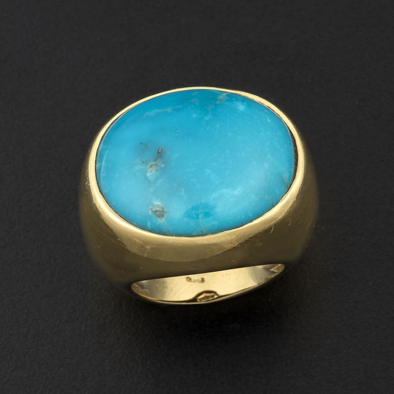 Turquoise and gold ring  - Auction Timed Auction Jewels - Cambi Casa d'Aste