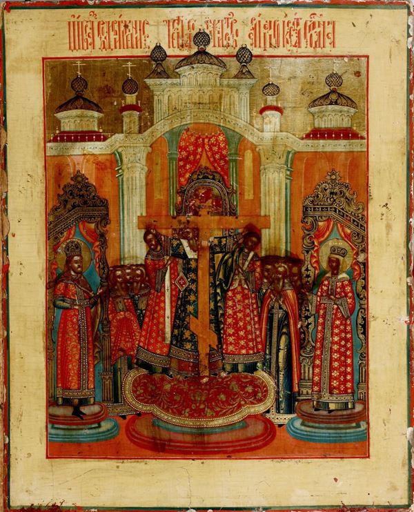 Icona raffigurante “Esaltazione della Croce”, Russia XVIII secolo