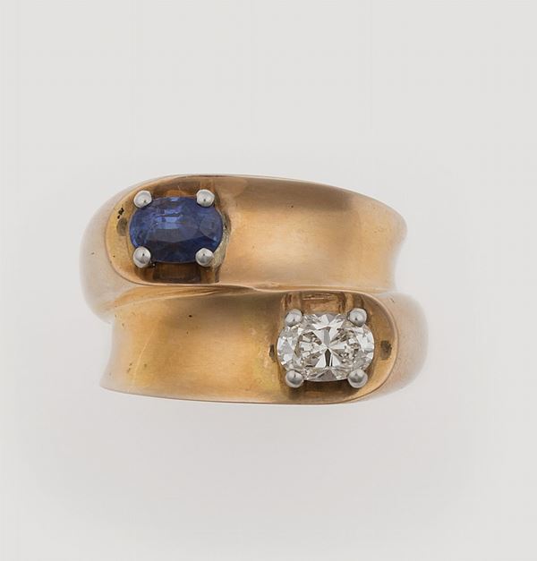Sapphire and diamond ring. Signed and numbered Boucheron 36072