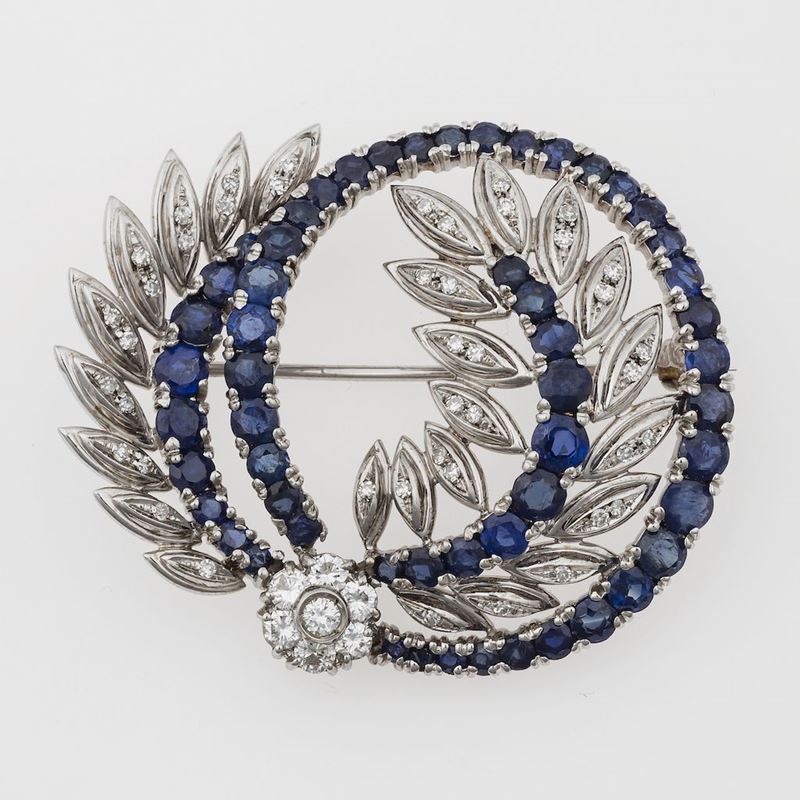 Sapphire and diamond brooch  - Auction Timed Auction Jewels - Cambi Casa d'Aste