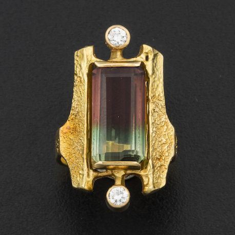 Tourmaline and diamond ring  - Auction Fine Coral Jewels - I - Cambi Casa d'Aste